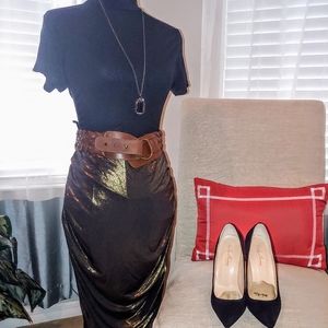 Olive liquid metallic skirt New size 8